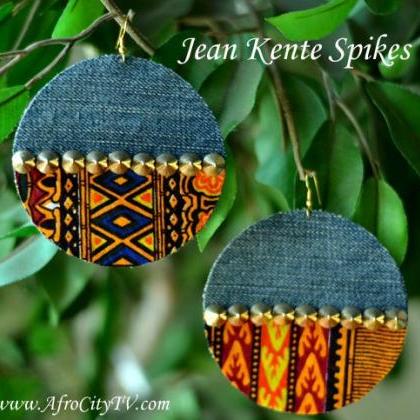 Jean Kente Spike Earrings (large)