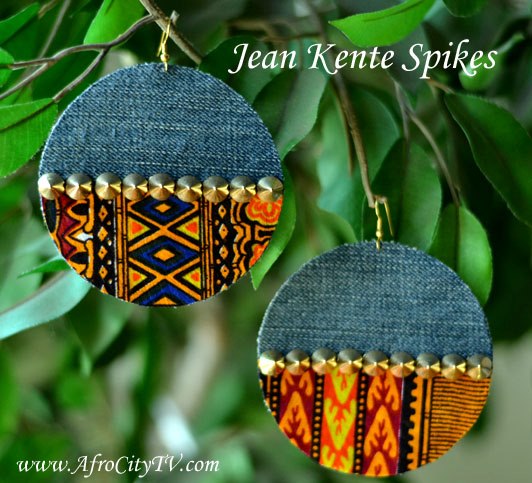 Jean Kente Spike Earrings (large)